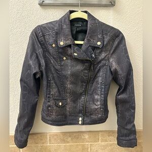 NWOT Coated Denim Moto Jacket